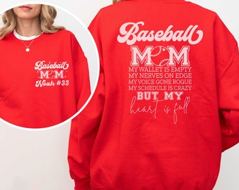 Funny Baseball Mom Personalized Player Name Sweatshirt,Sports Shirt, Baseball Birthday Shirt, Baseball Lover Gift or Mother's Day Gift