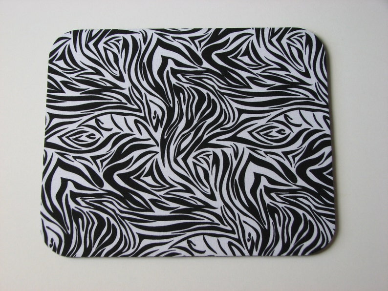 Zebra Print Black And White Animal Print Mouse Pad Coworker Etsy