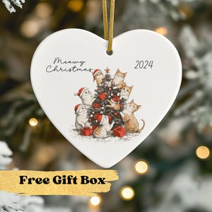 Funny Cat Christmas Tree Ornament, Cat Ornament, Cat Lover Gift, Cat Mom Gift, Meowy Christmas Tree, Pet Ornament, Cat Gift, Christmas Cat
