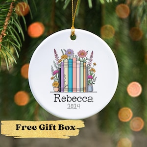 Custom Book Lover Ornament, Personalized Reading Christmas Ornament, Gift for Reader, Bookish Gift, Bookworm Gift, Customized Keepsake