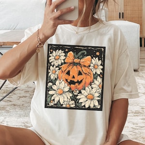 Boho Jack O Lantern Pumpkin Comfort Colors Shirt, Retro Halloween Tshirt, Autumn Vibes Shirt, Pumpkin Season Tee, Vintage Fall Pumpkin Shirt