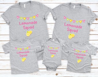 Pink Lemonade Squad Personalized Mommy & Me Matching Family Shirts, Lemonade Stand Birthday Party Shirts, Lemonade Crew 1st Birthday Girl