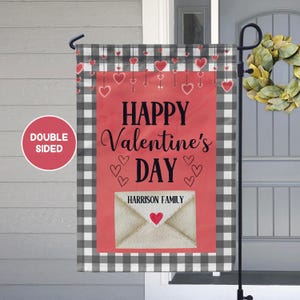 Happy Valentine&#39;s Day Garden Flag, Personalized Double Sided Spring Garden Flag, Valentine Outdoor Yard Decor, Cute Front Porch Decor