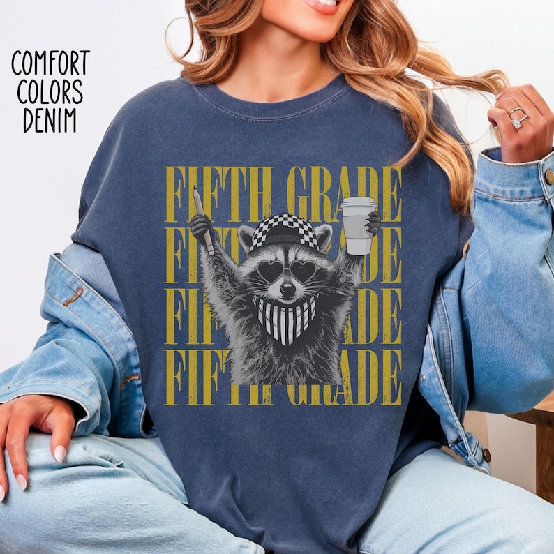 Fifth Grade Teacher Shirt, 5th Grade Funny Feral Raccoon Tee, Teacher Team Shirt, Back to School, Comfort Colors, Last Day of School image 6