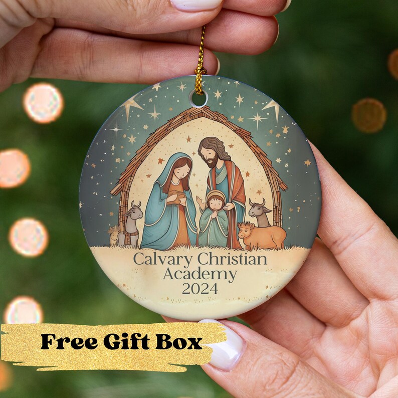 Personalized Nativity Ornament, Nativity Scene Christmas Ornament