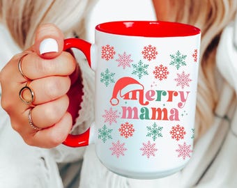 Mom Mug, Merry Mama Christmas Mug, Gift for Mom, Holiday Coffee Cup, Mom Christmas Gift, Christmas Coffee Mug, Wife Gift