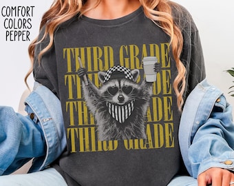 Third Grade Teacher Shirt, 3rd Grade Funny Feral Raccoon Tee, Teacher Team Shirt, Back to School, Comfort Colors, Last Day of School