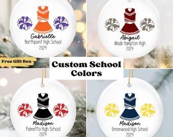 Custom Cheerleader Ornament with Name & Year, Personalized Cheerleading Christmas Ornament, Cheer Coach Gifts, Customized Keepsake