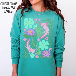 Boho Axolotl Shirt, Floral Axolotl Tee, Comfort Colors Shirt, Kawaii Amphibian Shirt, Retro Flower Shirt, Cottagecore Lizard Gift image 12