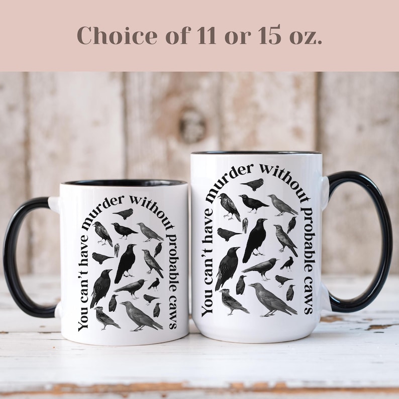 Funny Crows Coffee Mug, Halloween Mug, Gothic Raven Gifts, Murder of Crows Mug, True Crime Lover, Spooky Vibes Coffee Cup, Spooky Season Bild 3