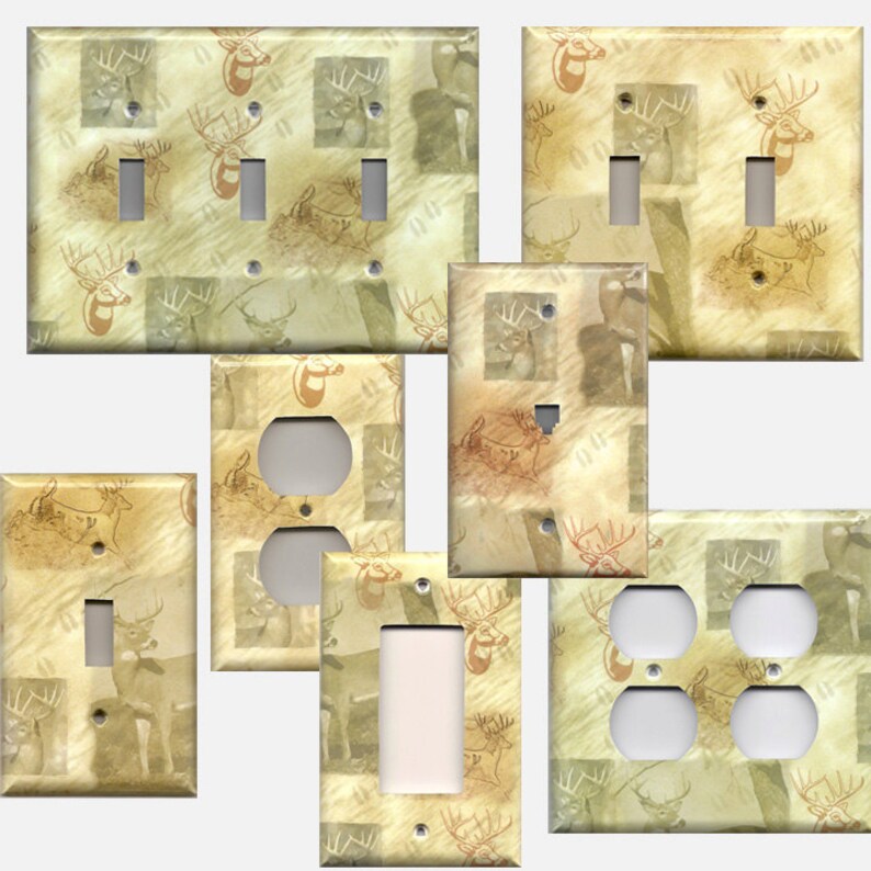 Log Cabin Whitetail Deer Decor Light Switch Cover And Outlet Etsy