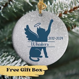 Personalized Cat Memorial Ornament, Cat Loss Ornament, Pet Memorial Gifts, Christmas Ornament, Loved Forever, Custom Cat Remembrance Gift