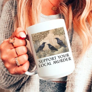 Funny Crows Coffee Mug, Halloween Mug, Gothic Raven Gifts, Murder of Crows Mug, Dark Academia Mug, Spooky Vibes Coffee Cup, Spooky Season