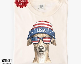 Patriotic Italian Greyhound Shirt, Comfort Colors T-Shirt, USA Shirt, Dog Tee, Sunglasses & Beanie, 4th of July America Gift