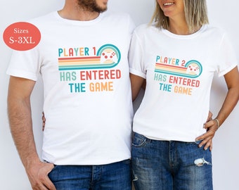 Player 1 and Player 2 Matching Gamer Couples Shirts or Sweatshirts, Funny Couples Shirts, Engagement Shirts, Anniversary Shirts