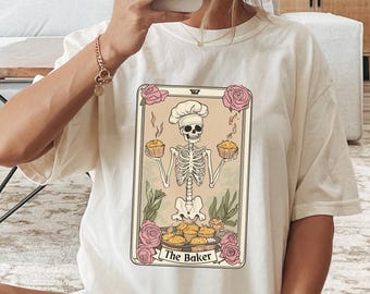 Baker Skeleton Tarot Card Shirt, Baking Gifts, Comfort Colors Shirt, Foodie Gift, Mother's Day Gift, Gift Idea For Mom, Pastel Goth Tee