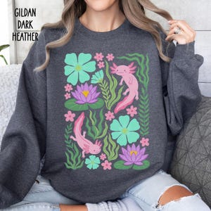 Boho Axolotl Shirt, Floral Axolotl Tee, Comfort Colors Shirt, Kawaii Amphibian Shirt, Retro Flower Shirt, Cottagecore Lizard Gift image 13