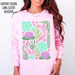Boho Axolotl Shirt, Floral Axolotl Tee, Comfort Colors Shirt, Kawaii Amphibian Shirt, Retro Flower Shirt, Cottagecore Lizard Gift image 10