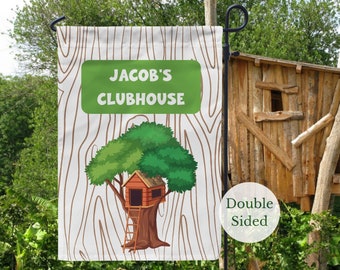 Kids Playhouse Flag, Personalized Garden Flag, Little Boys Clubhouse Sign; Tree House or Dude Fort Sign, Playhouse Accessories