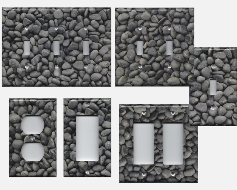 Slate Grey River Stone Pebbles Light Switch Cover Wall Etsy