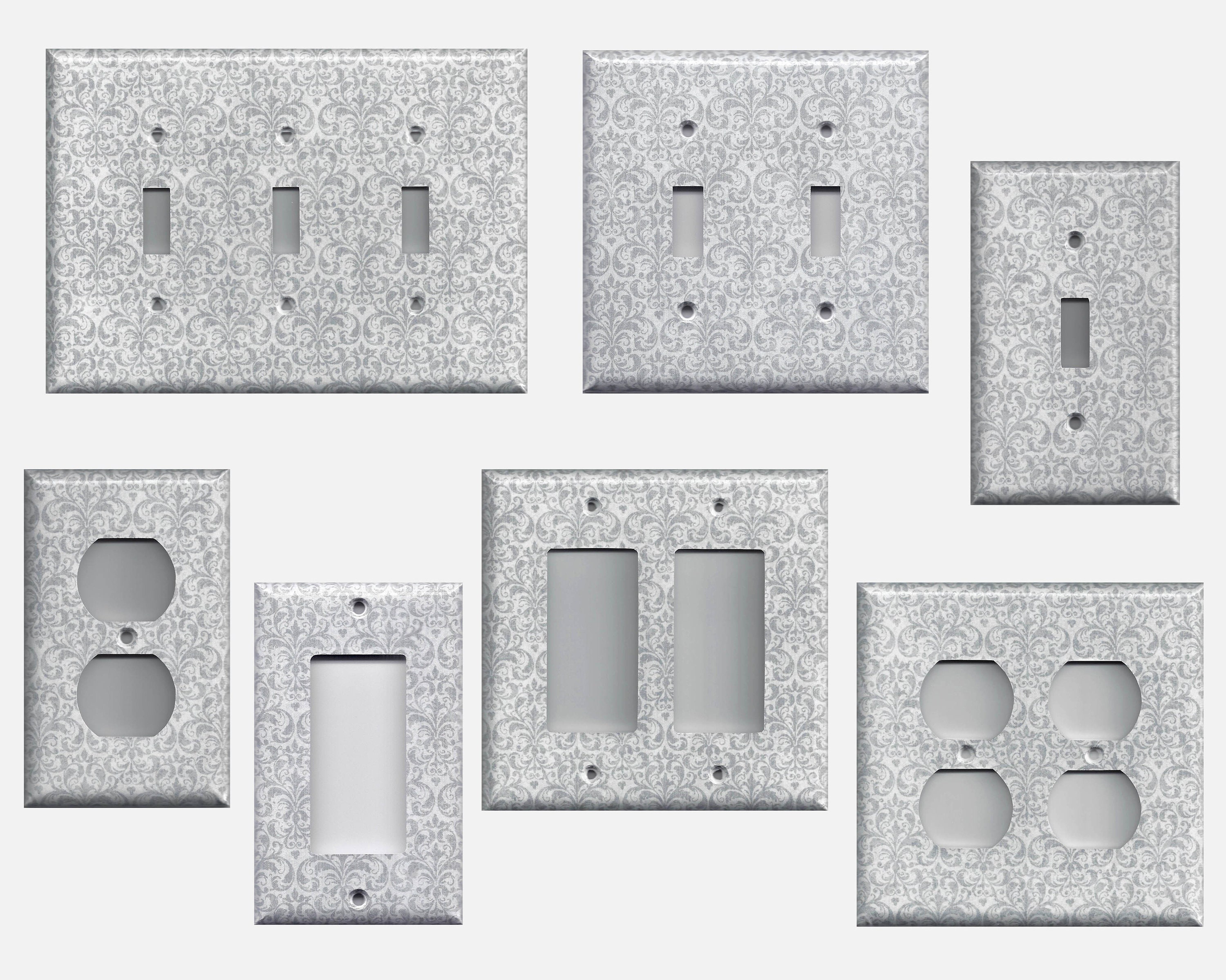 Silver/Grey/Gray Damask Light Switch Covers and Wall Outlet Etsy