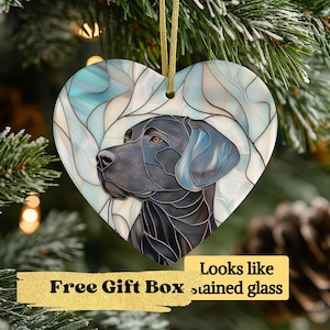 Black Lab Ornament, Stained Glass Style Labrador Retriever Christmas Ornament, Dog Lover Gift, Pet Memorial Keepsake, Dog Mom Gift