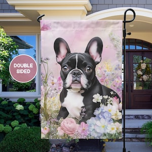 French Bulldog Dog Garden Flag, Frenchie Dog Lover Gift, Spring Garden Flag, Dog Mom Gift, Unique Pet Gift, Pet Memorial, Outdoor Home Decor