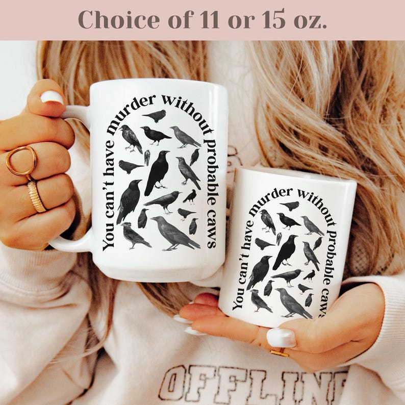 Funny Crows Coffee Mug, Halloween Mug, Gothic Raven Gifts, Murder of Crows Mug, True Crime Lover, Spooky Vibes Coffee Cup, Spooky Season Bild 7