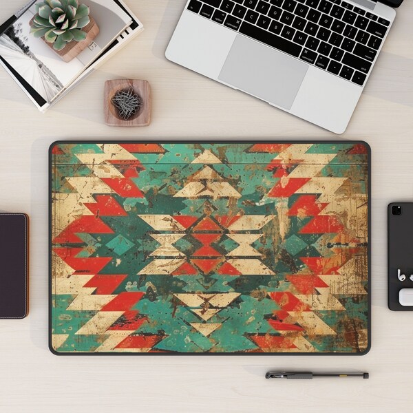 Native American Rustic Desk Mat, XL Mouse Pad, Gaming Mat, Computer Accessories, Southwest Decor, Boho Western Decor