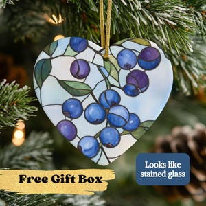 Blueberry Ornament with Stained Glass Effect, Blueberry Christmas Ornament, Blueberry Home Decor, Christmas Tree Decorations, Berry Gifts