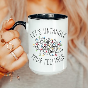 School Counselor Gift, School Psychologist, Therapist Gift, Christmas Coffee Mug, Let's Untangle Your Feelings, Mental Health Awareness
