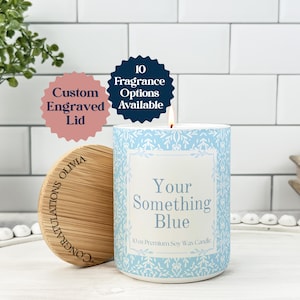 Small Your Something Blue Wedding Candle, Bride Candle Gift, Custom Wedding Gifts, Bride to Be Gift, Celebration Candle, Bridal Shower Gift