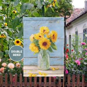 Sunflower Garden Flag, Rustic Farmhouse Decor, Summer Garden Flag, Sunflower Gifts, Sunflower Decor, Outdoor Home Decor, Spring Garden Flag