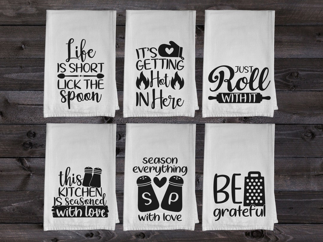 Funny Kitchen Towel Sayings Flour Sack Dish Towels Kitchen Etsy