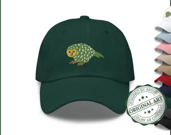 New Zealand Cute Kakapo Bird Hat | Kakapo Cap | New Zealand Kakapo | Dad hat | Embroidered Cap | Bird Hat | Cute Kakapo| New Zealand Gift