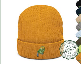 Kakapo Beanie | New Zealand Bird Beanie | New Zealand Kakapo | Ribbed Knit Beanie | Embroidered Bird Beanie | Kakapo Beanie | NZ Gift