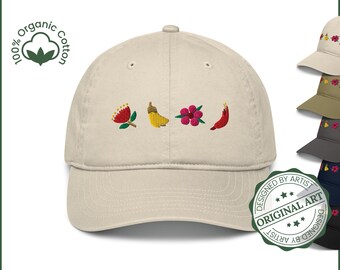 Embroidered New Zealand Flower Cap | Native New Zealand Flowers Organic Cotton Cap | New Zealand Gift for Her
