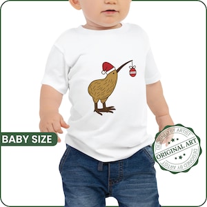 New Zealand Christmas Kiwi Bird Shirt | Top | Kids Cute Kiwi T-shirt | Baby Jersey Short Sleeve Tee | New Zealand Gift | Kiwi Shirt