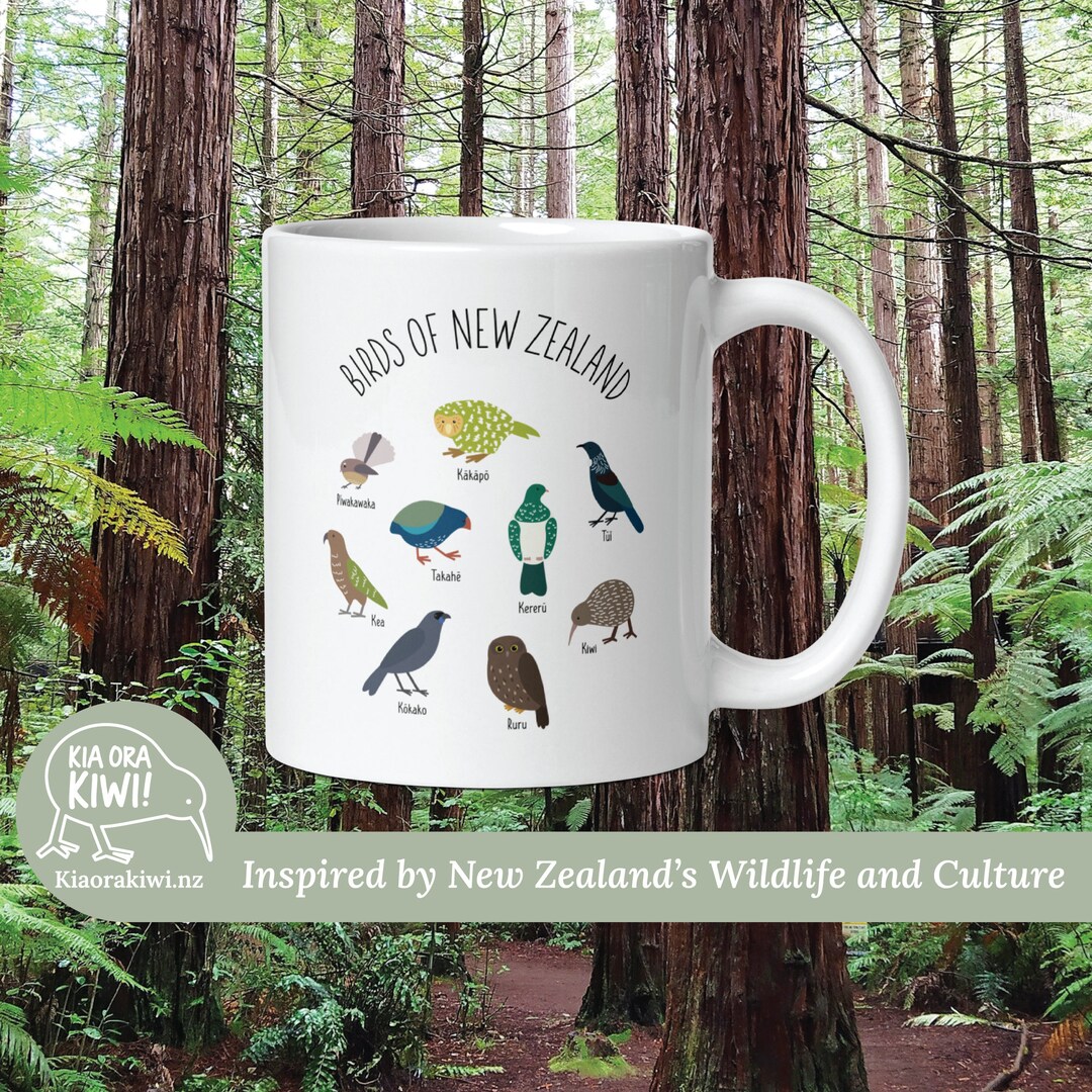 Birds of New Zealand Mug White Glossy Mug New Zealand Gift Kiwi Bird