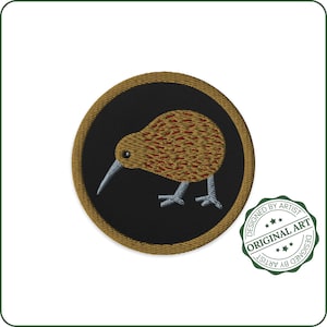 Embroidered Kiwi Patch – New Zealand Bird Iron-On Patch – Kiwi Bird Sew-On Badge – NZ Native Wildlife Gift