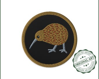 Geborduurde Kiwi-patch – Nieuw-Zeelandse vogel opstrijkpatch – Kiwivogel opnaaibare badge – Nieuw-Zeelandse inheemse fauna cadeau