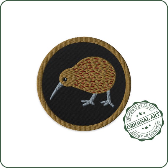 刺繍入りキーウィパッチ - ニュージーランドの鳥 アイロン接着パッチ