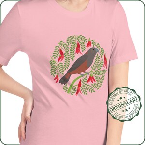 Kaka Parrot T-Shirt: New Zealand Bird & Kaka Beak Flower Design