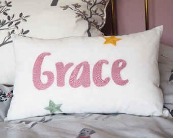 Personalised Name Cushion with Stars