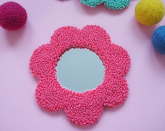 Punchneedle Large Flower Pocket Mirror