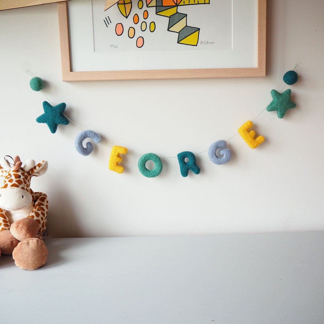 Personalised Star and Name Nursery Garland - Etsy Australia