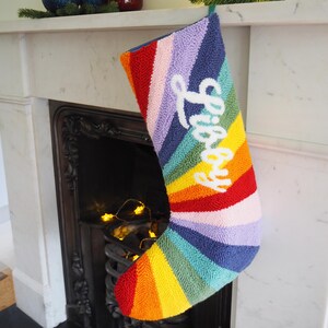 Custom Rainbow Stripe Christmas Stocking