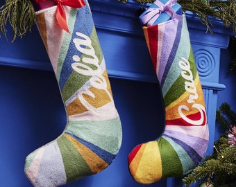 Personalised Striped Christmas Stocking perfect for baby’s first Christmas, a couples Xmas or a family set for the fireplace