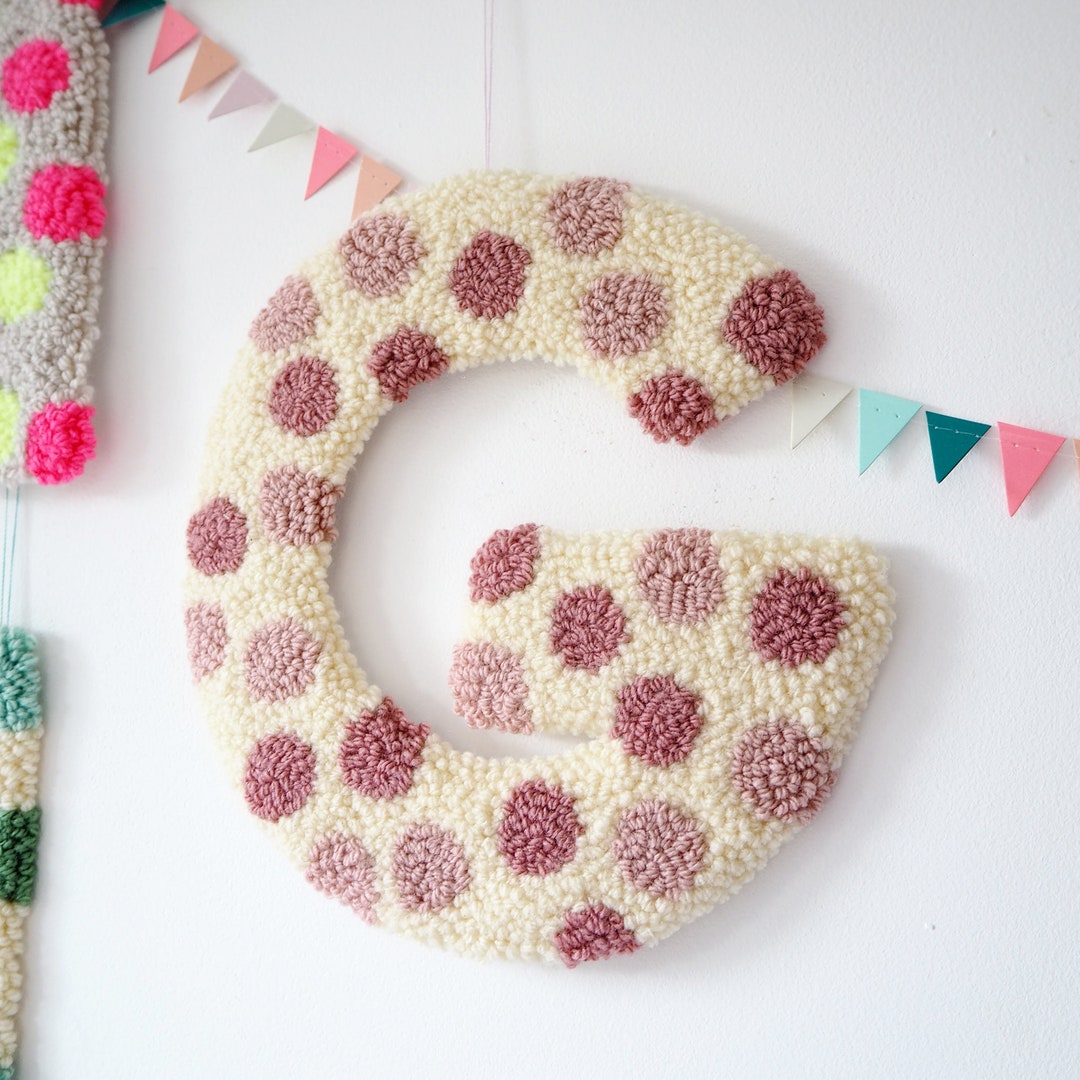 Pink Custom Letter Polka Dot Wall Hanging - Etsy