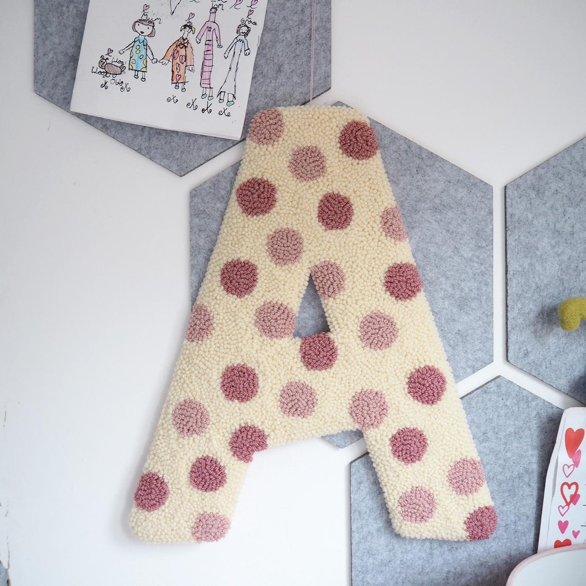 Pink Custom Letter Polka Dot Wall Hanging - Etsy
